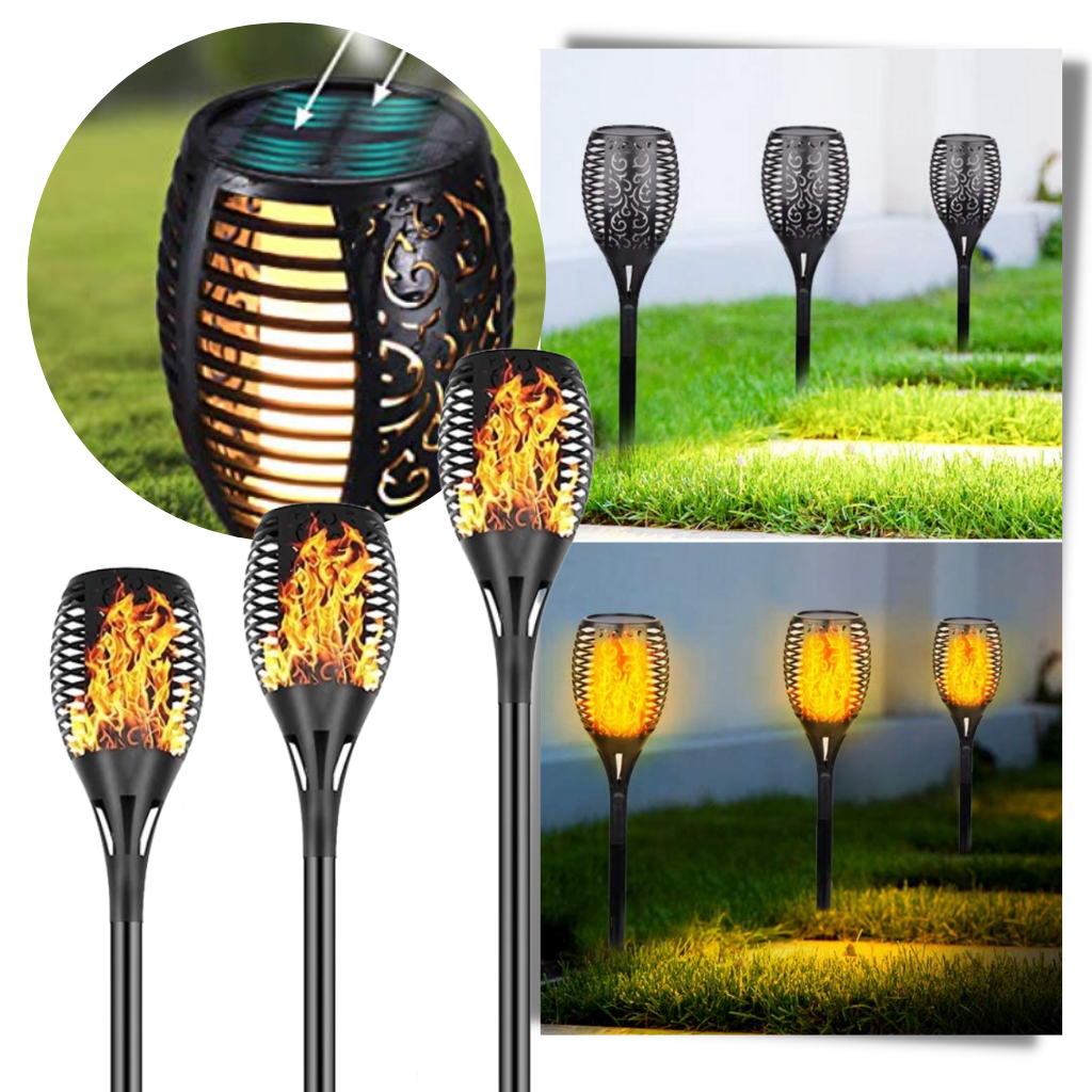 Lampe torche solaire à LED avec flamme – Image 3